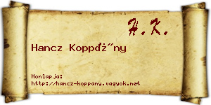 Hancz Koppány névjegykártya